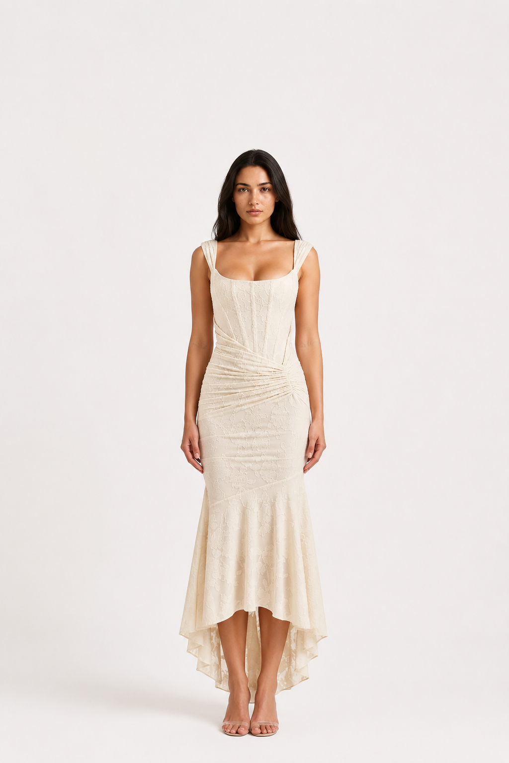 Women’s Ruched Waist Asymmetric Midi Dress