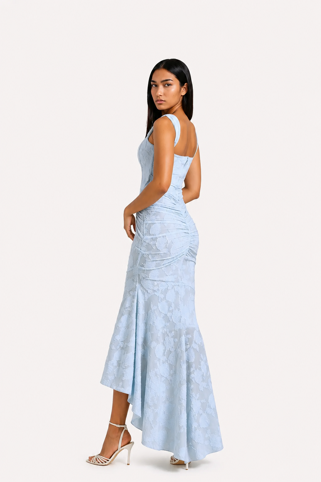 Women’s Ruched Waist Asymmetric Midi Dress