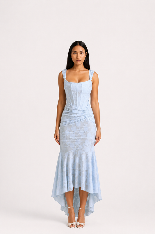 Women’s Ruched Waist Asymmetric Midi Dress