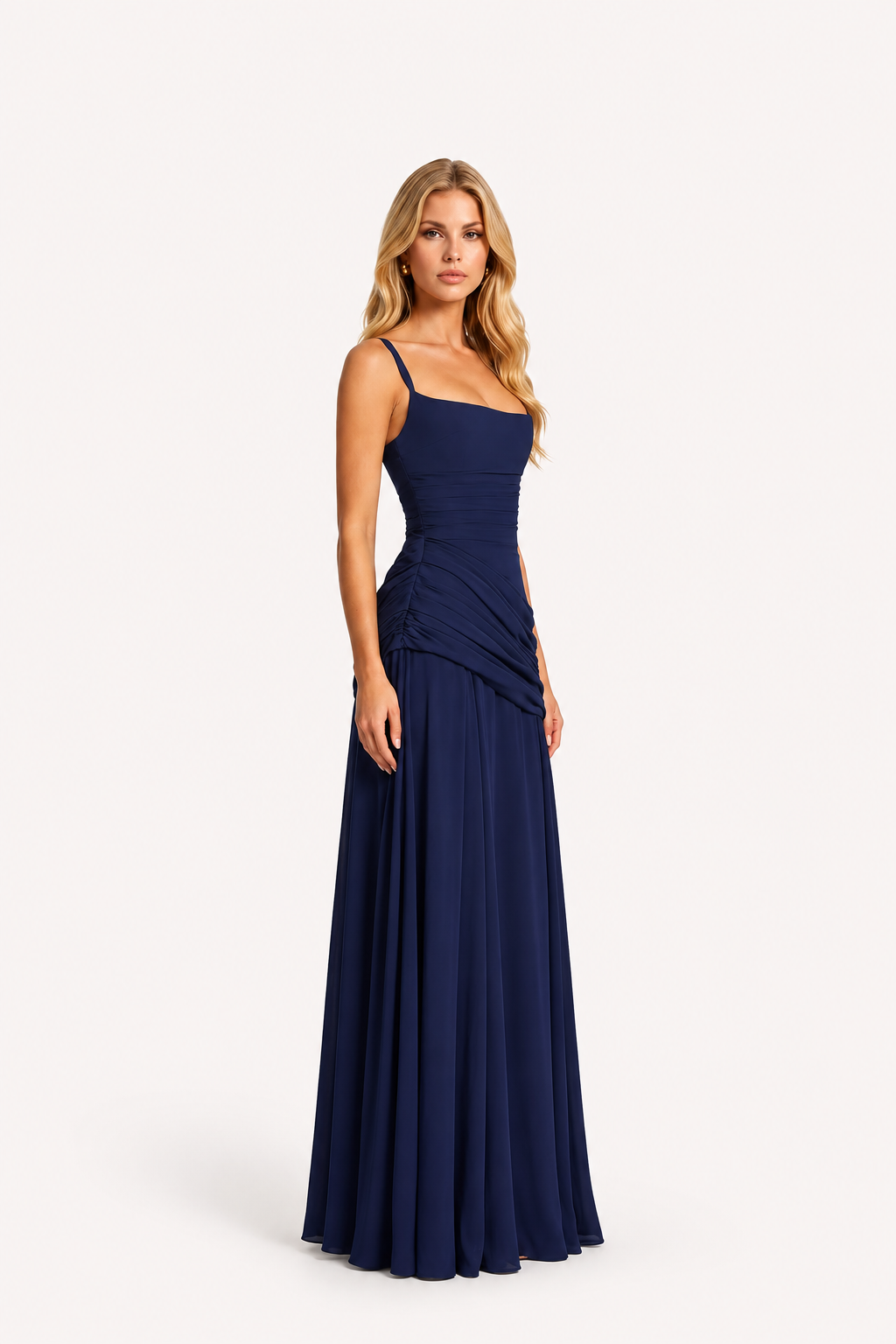 Women’s Ruched Waist Strap Maxi Dress