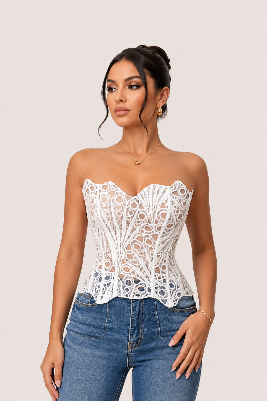 Women’s Strapless Lace Corset Top