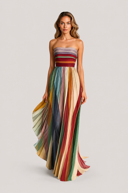 Women’s Strapless Pleated Maxi Dress