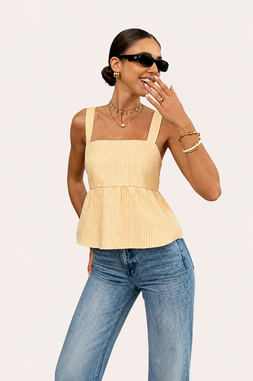 Women’s Striped Peplum Top