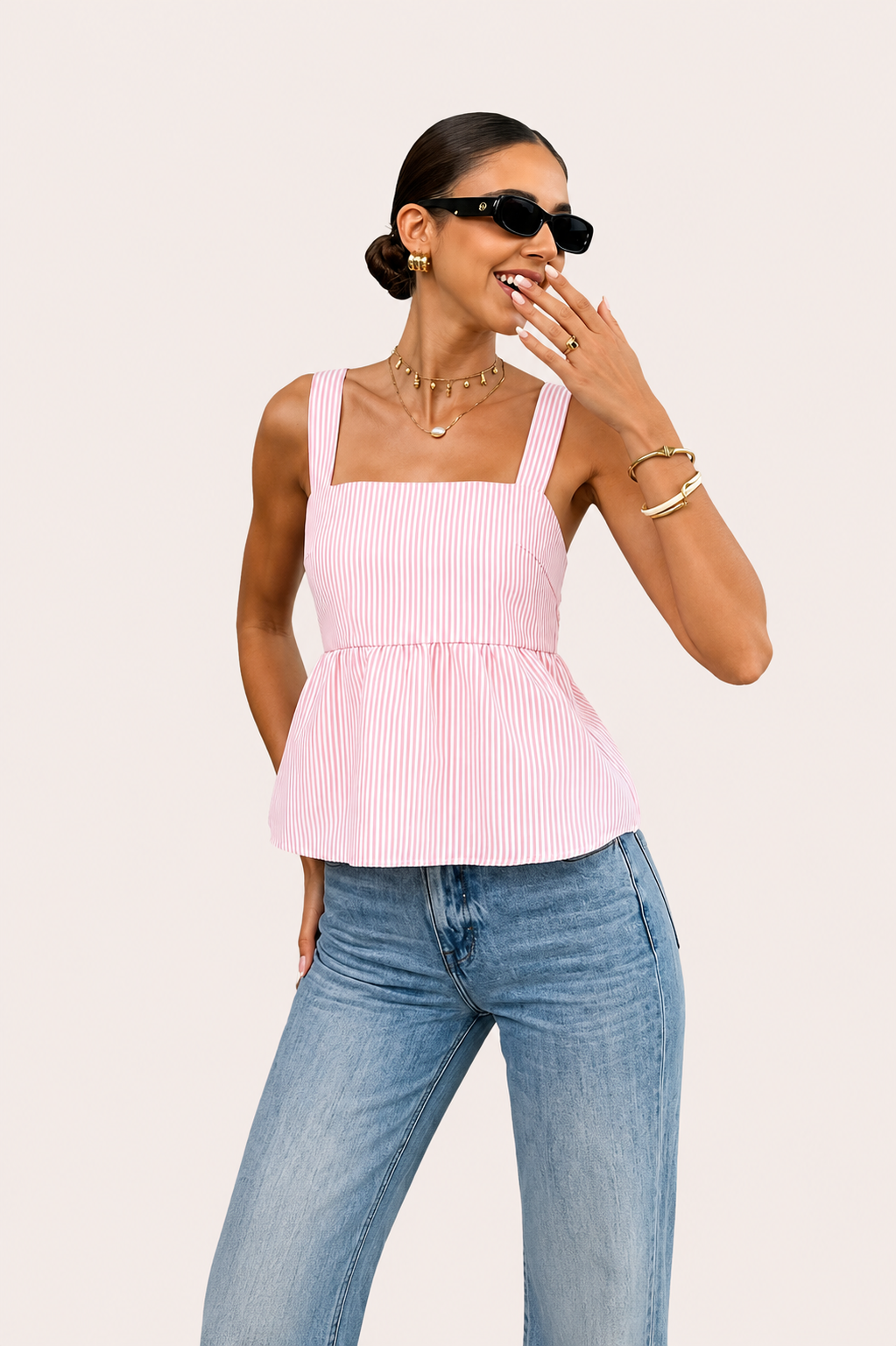 Women’s Striped Peplum Top