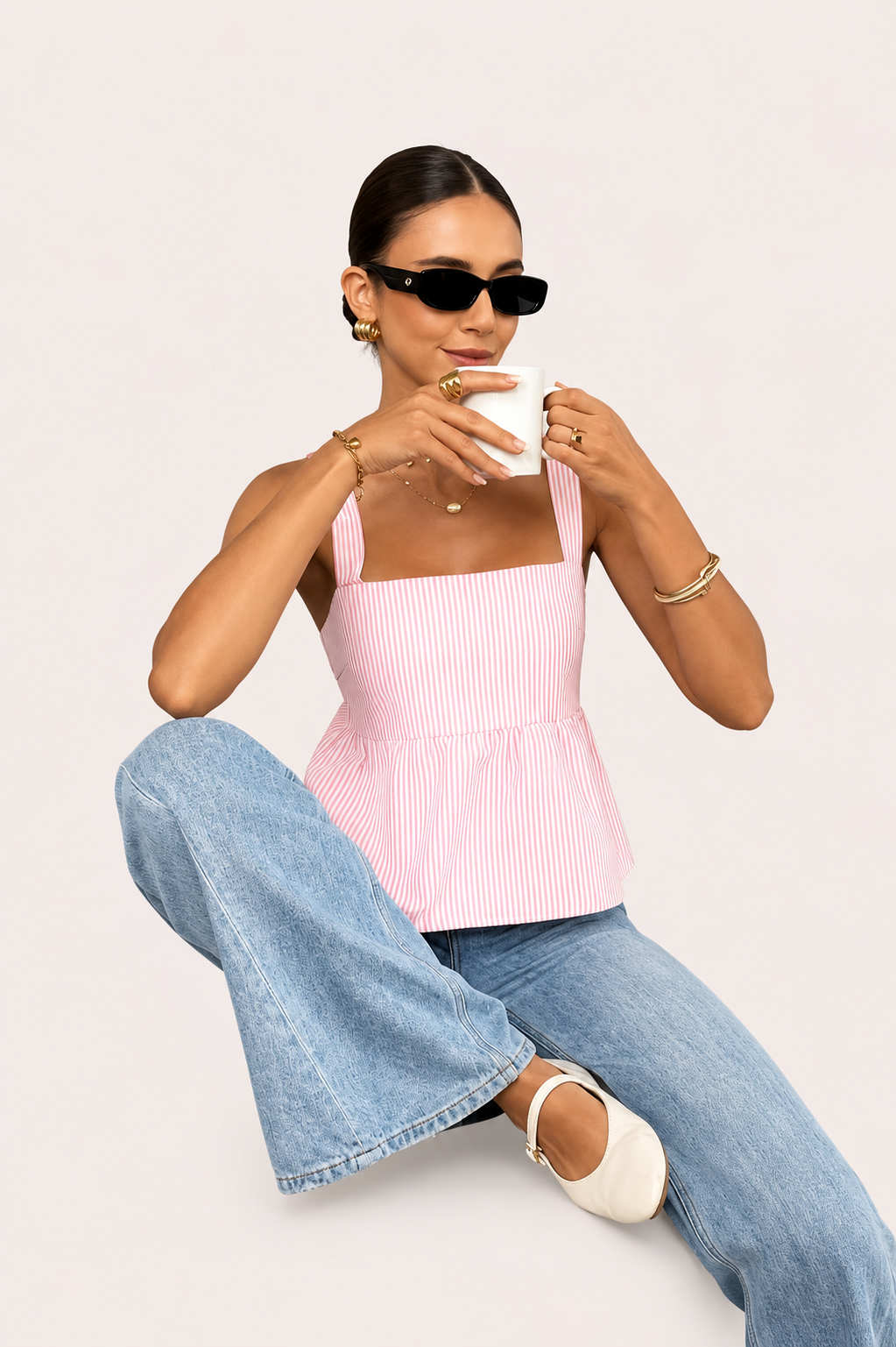 Women’s Striped Peplum Top