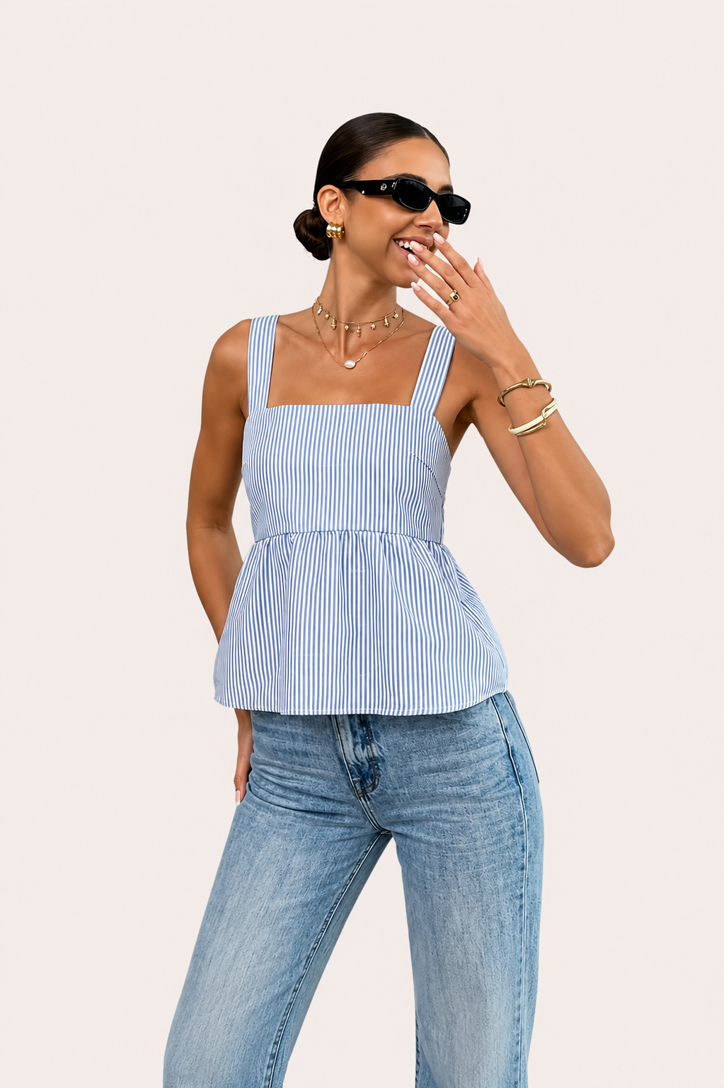 Women’s Striped Peplum Top