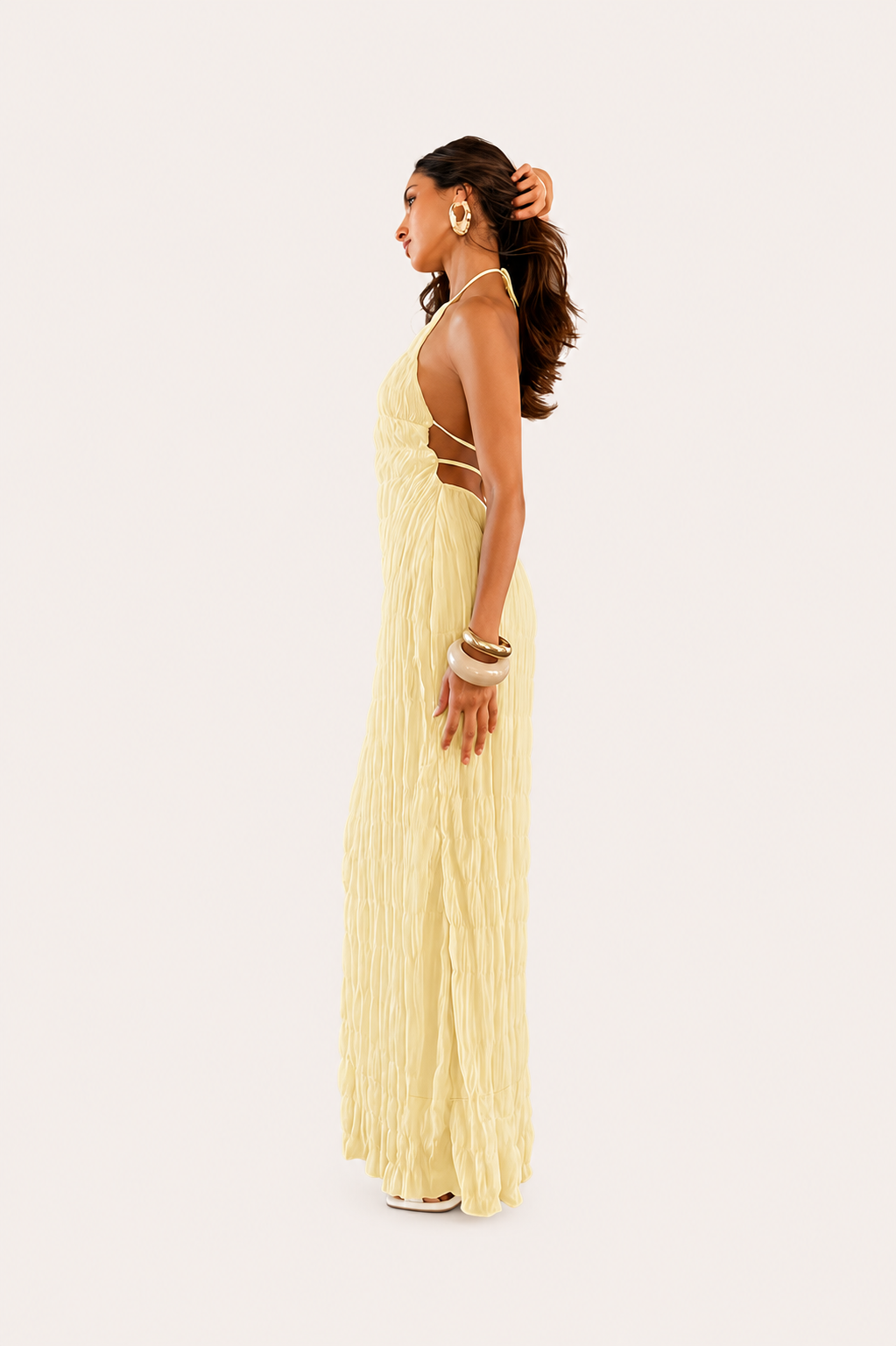 Women’s Textured Halter Neck Maxi Dress