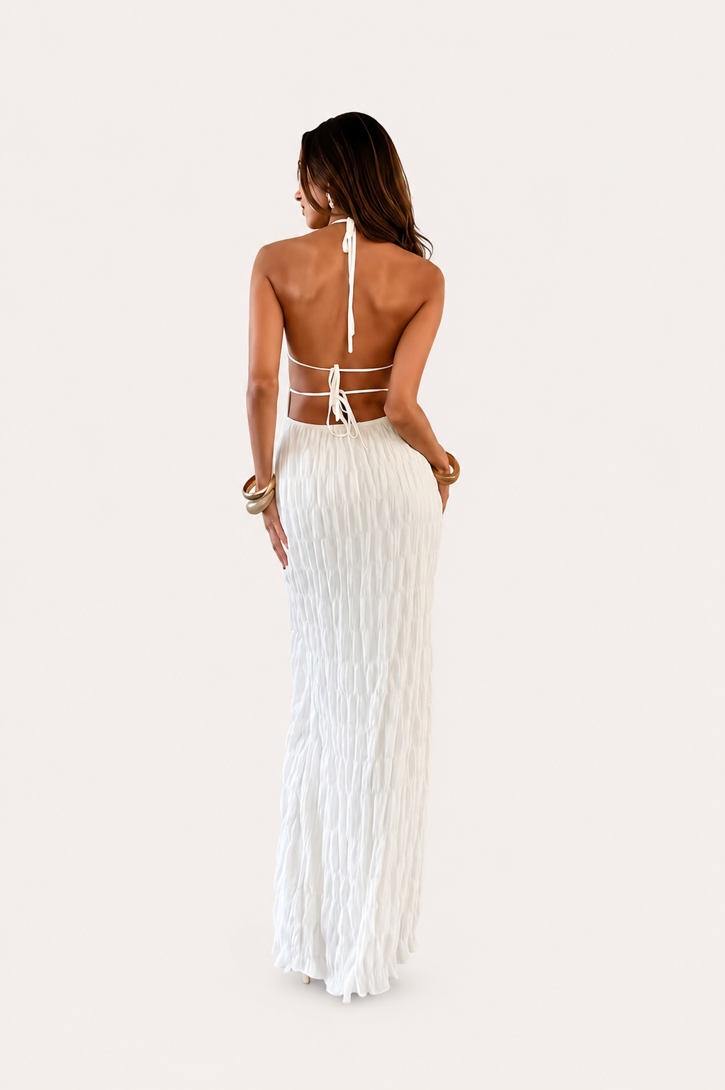 Women’s Textured Halter Neck Maxi Dress