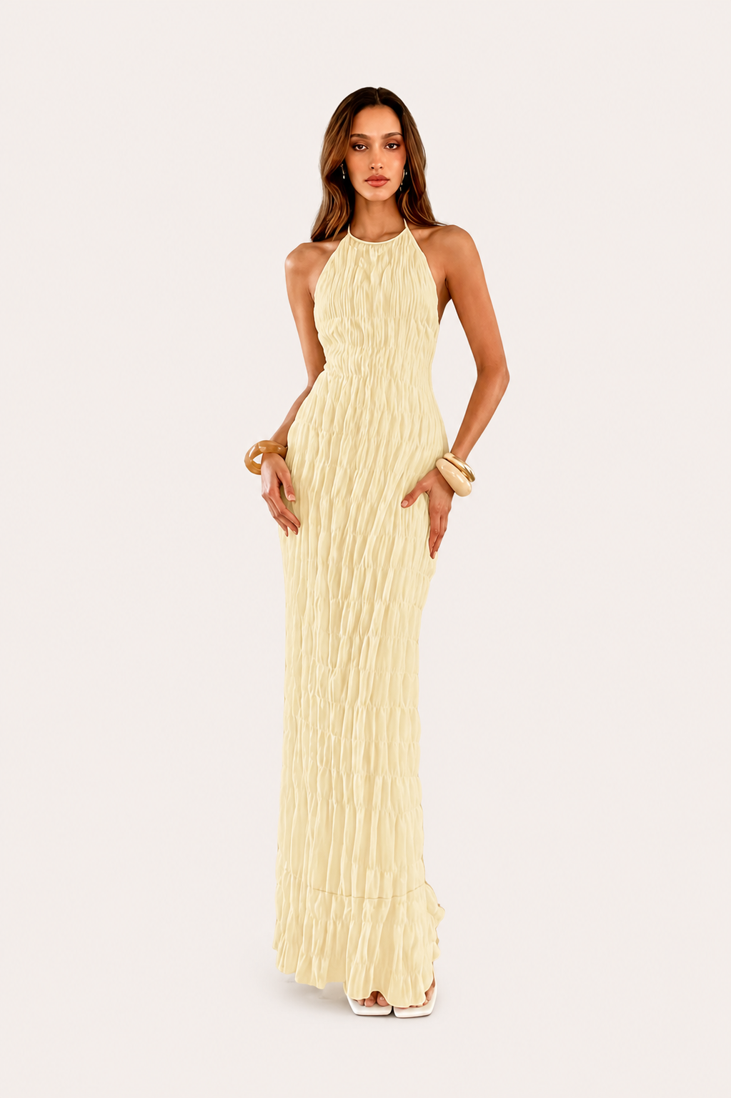 Women’s Textured Halter Neck Maxi Dress