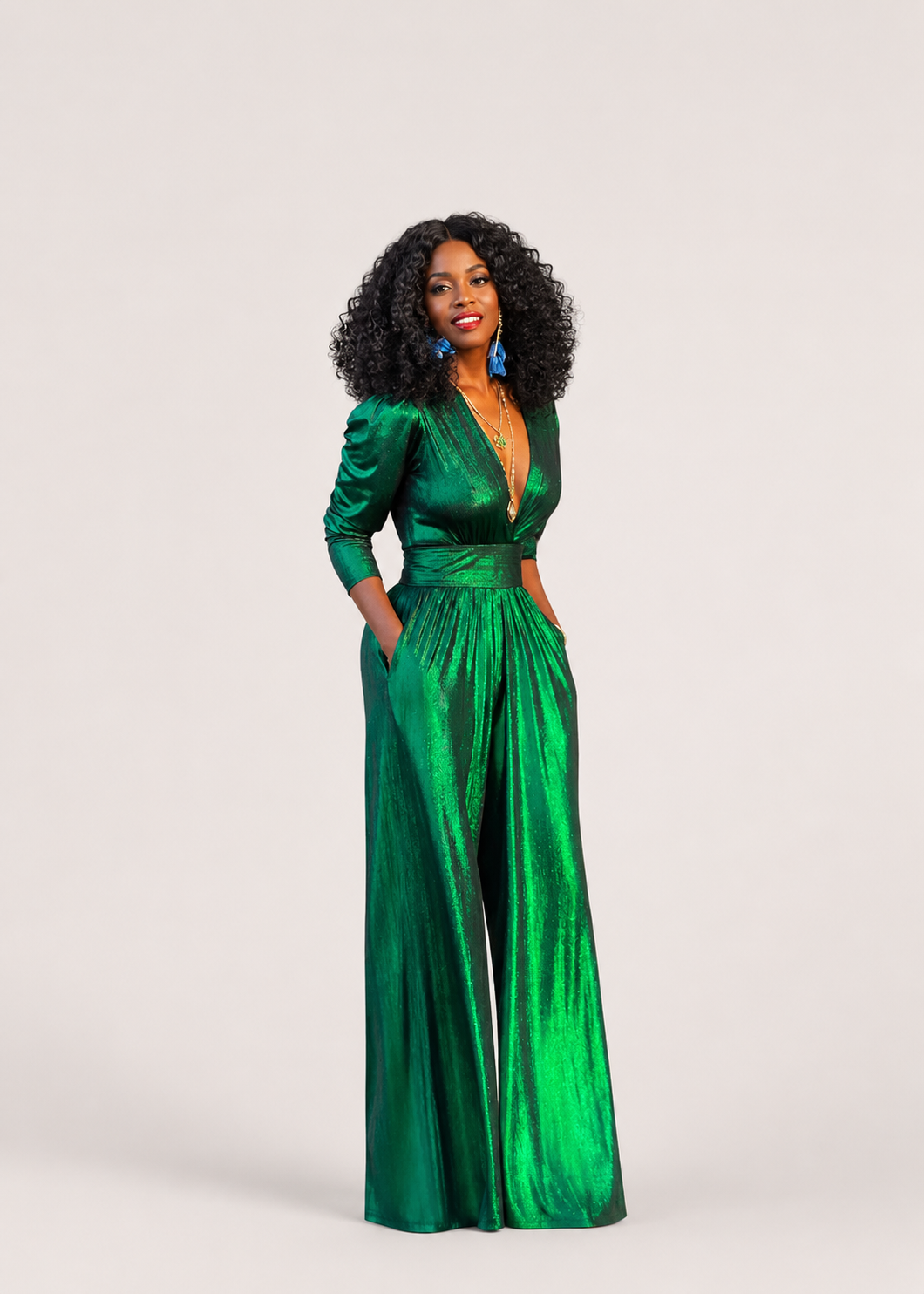 Women’s V-Neck Wide-Leg Jumpsuit