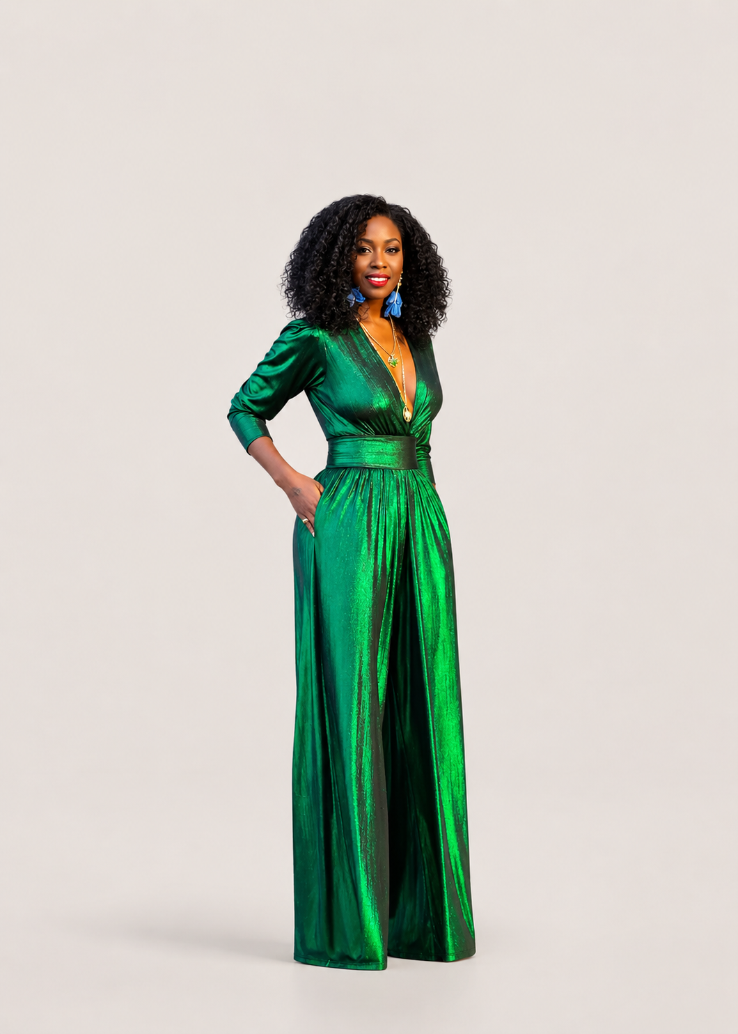 Women’s V-Neck Wide-Leg Jumpsuit