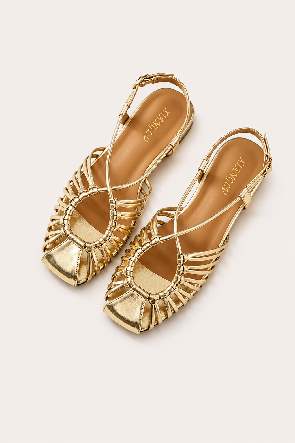Women’s Woven Strap Flat Sandals with Slingback Closure