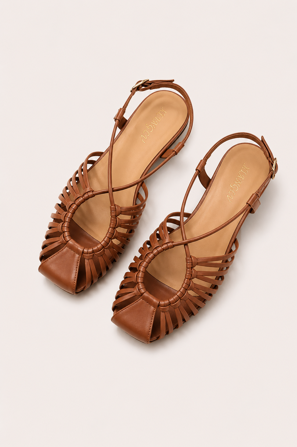 Women’s Woven Strap Flat Sandals with Slingback Closure