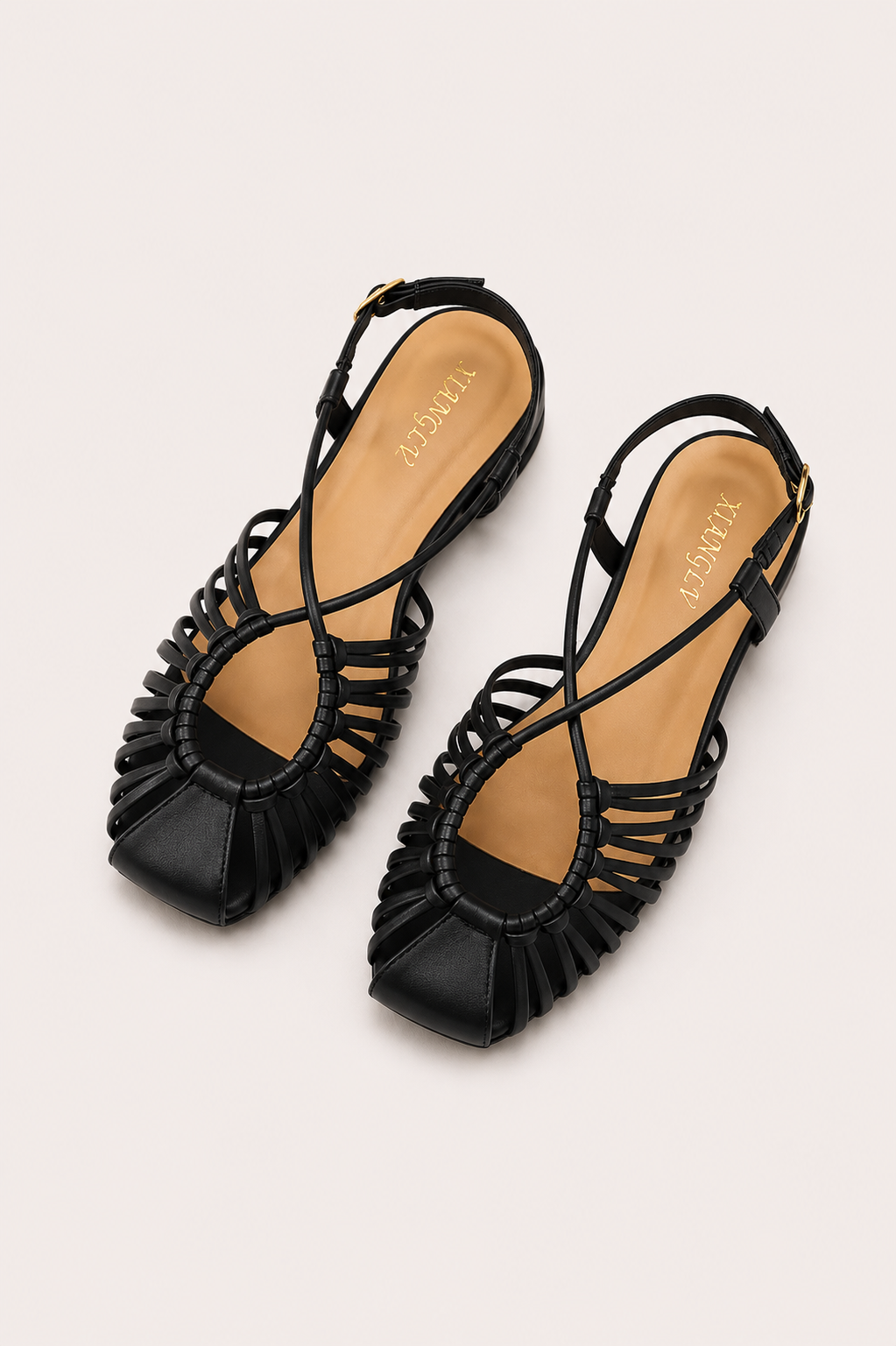 Women’s Woven Strap Flat Sandals with Slingback Closure