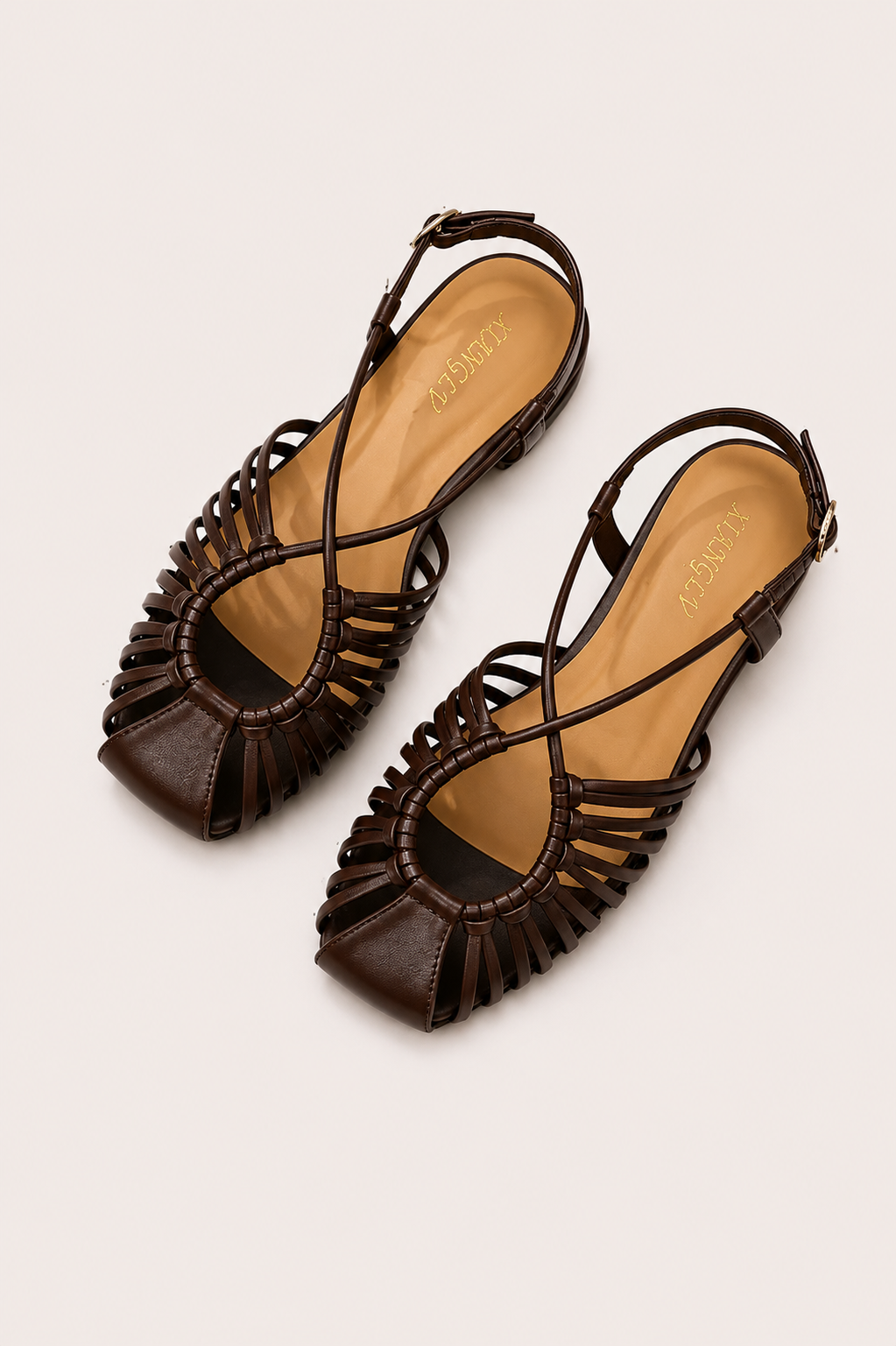Women’s Woven Strap Flat Sandals with Slingback Closure