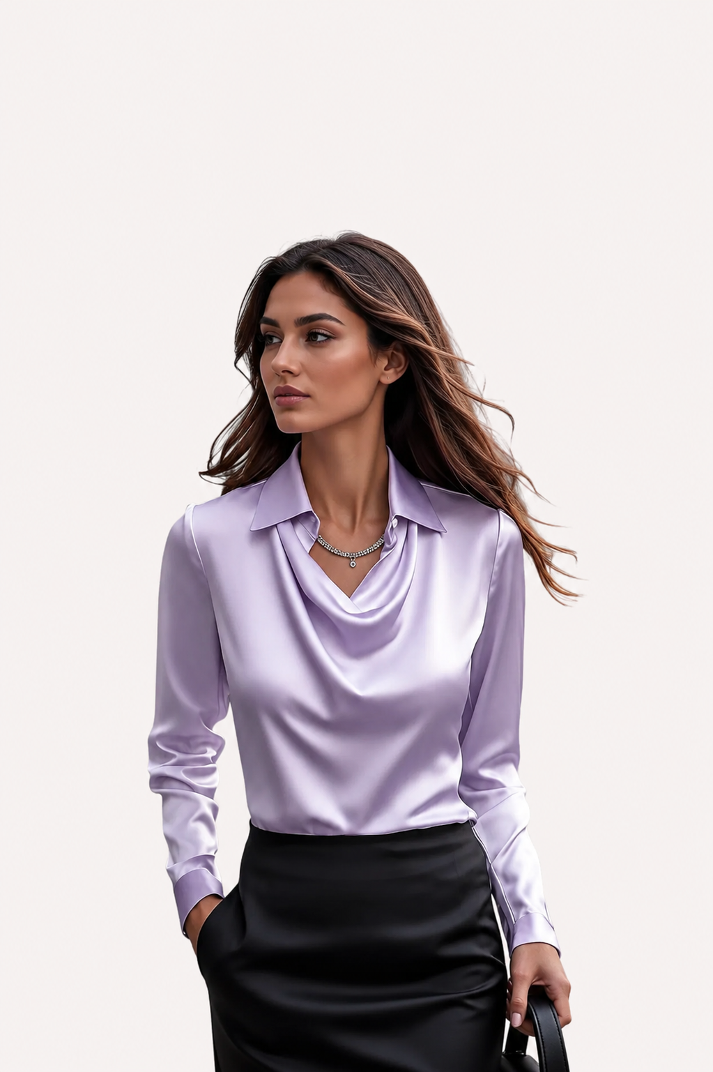 Women’s Draped Neck Long Sleeve Blouse