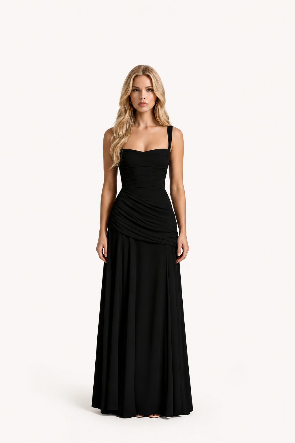 Women’s Ruched Waist Strap Maxi Dress