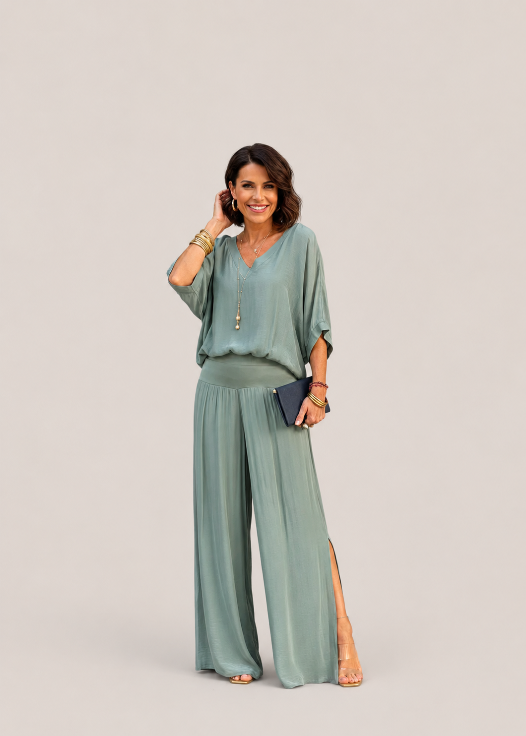 Women’s Chiffon Wide-Leg Two-Piece Set