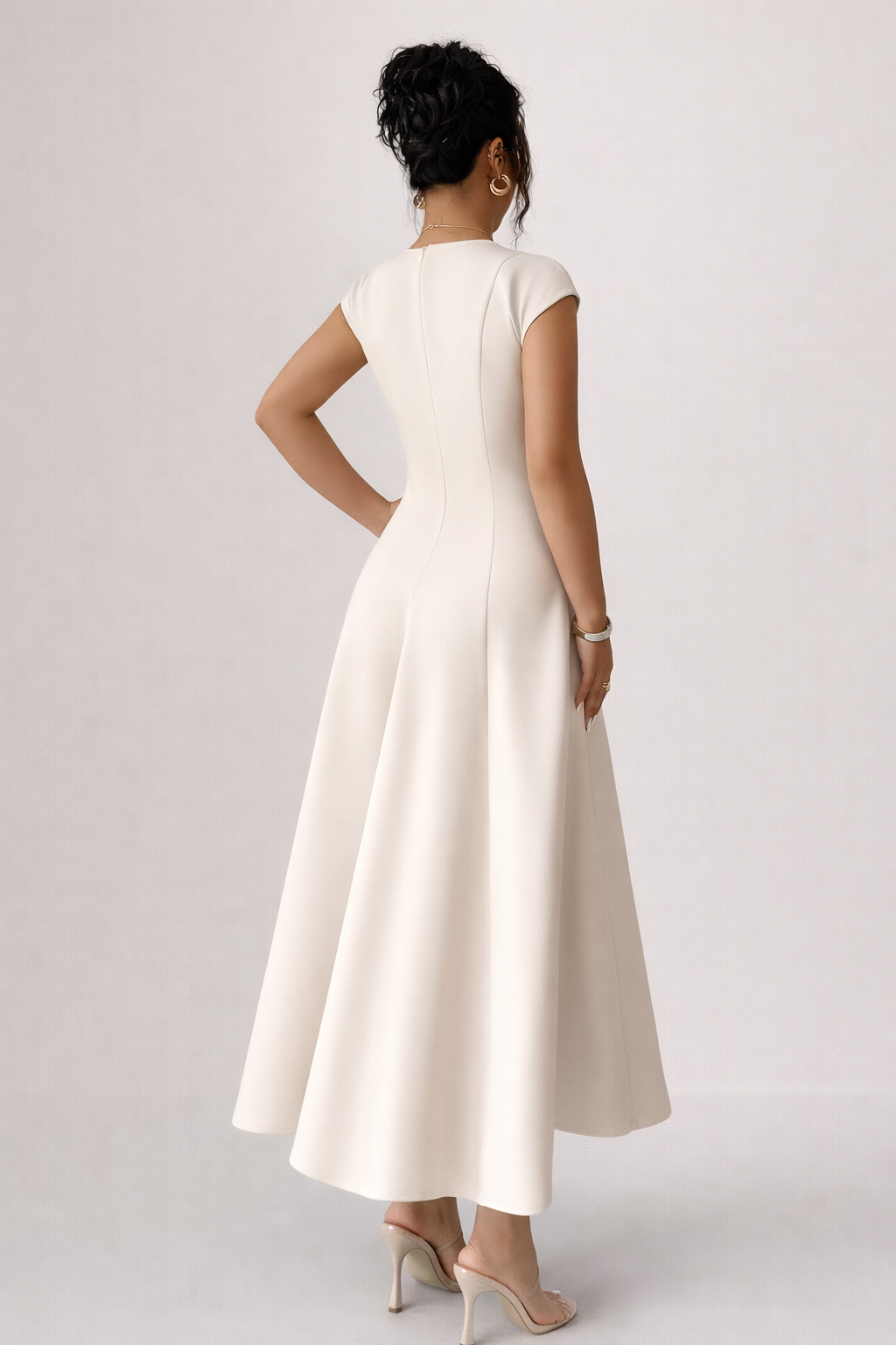Women’s Square Neck A-Line Midi Dress