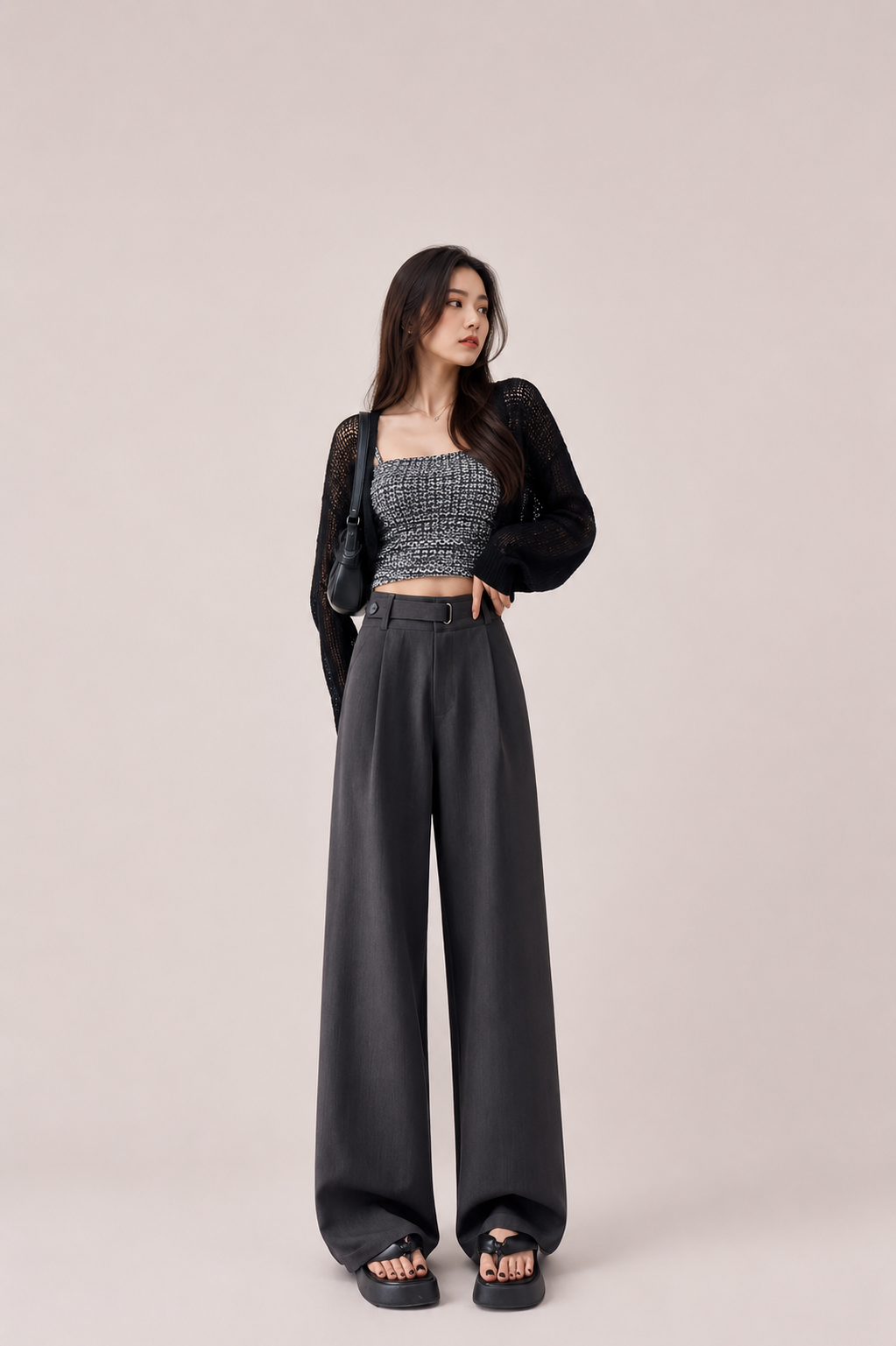 High Waist Wide Leg Trousers