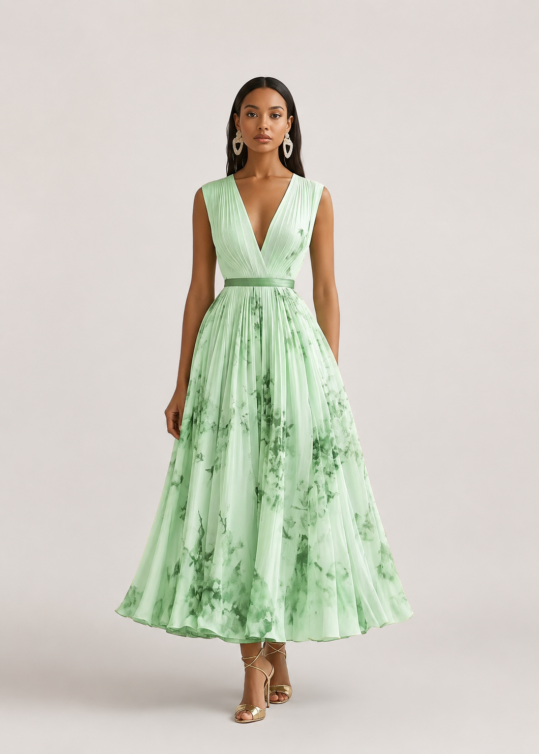 Women’s Floral Pleated Maxi Dress