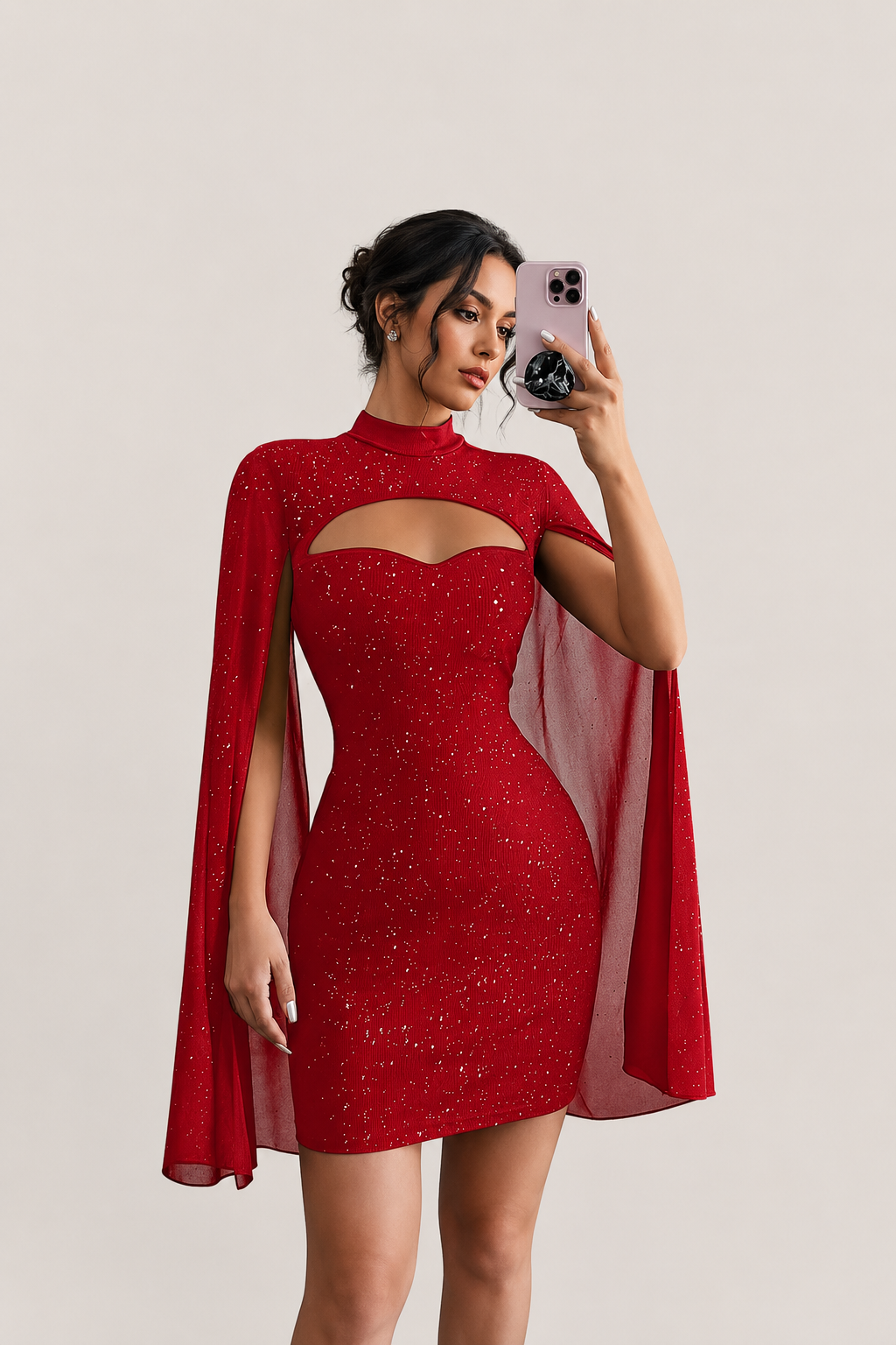 Women’s Glitter High Neck Mini Dress