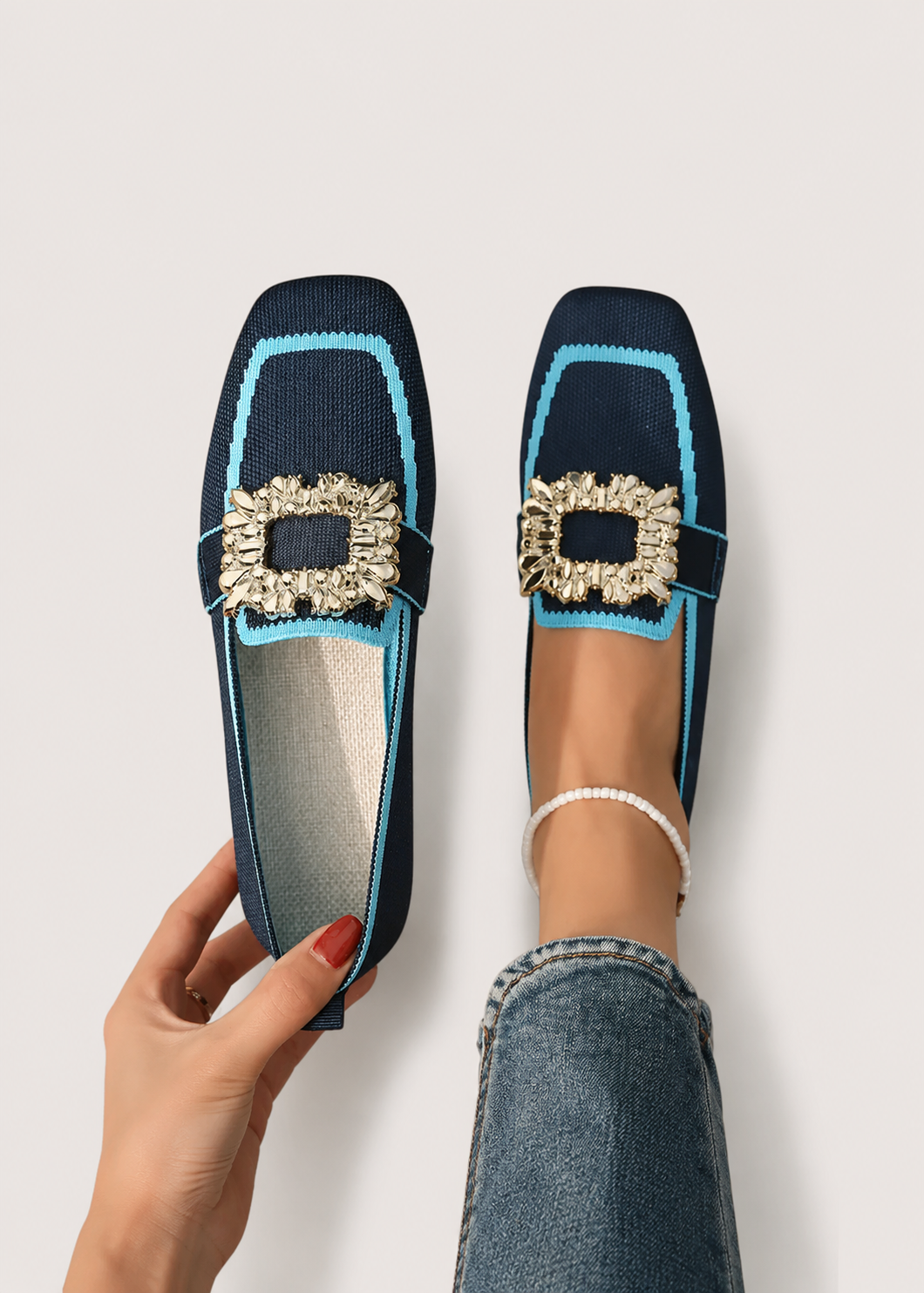 Women’s Embellished Square-Toe Loafers