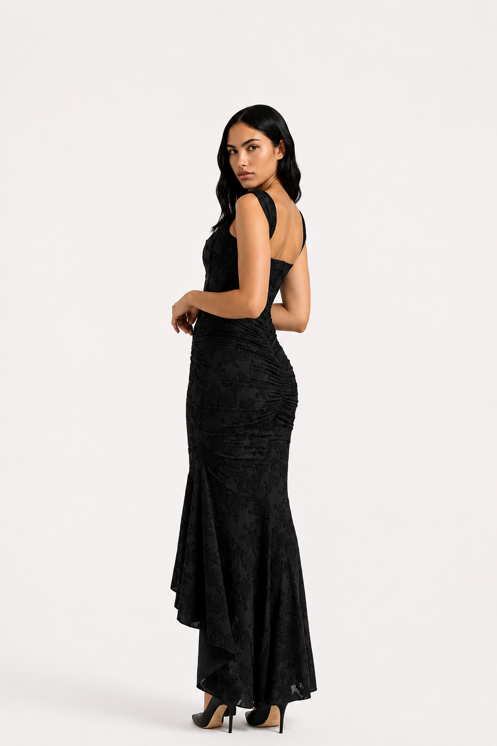 Women’s Ruched Waist Asymmetric Midi Dress