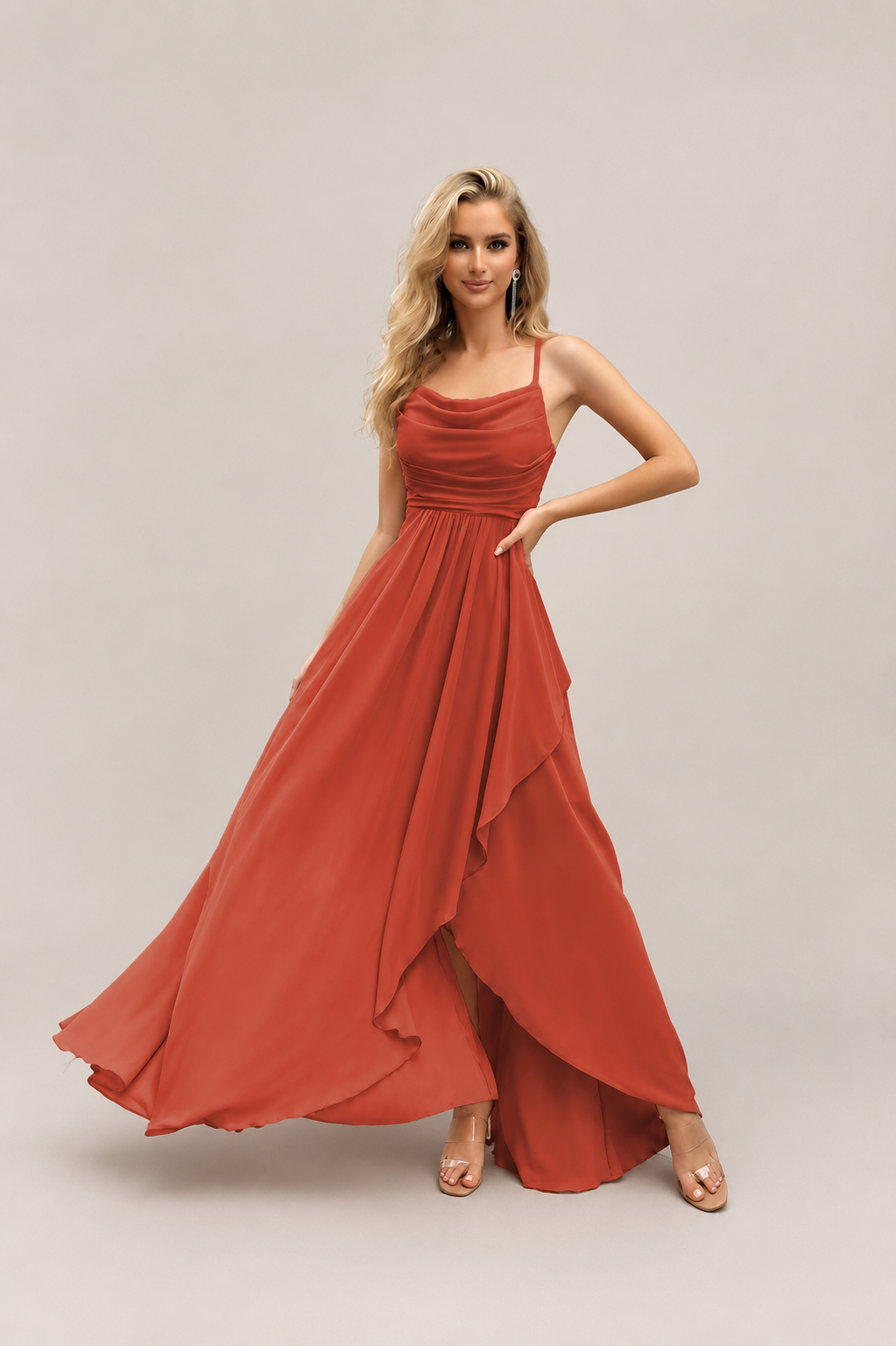 Women’s Cowl Neck A-Line Maxi Dress