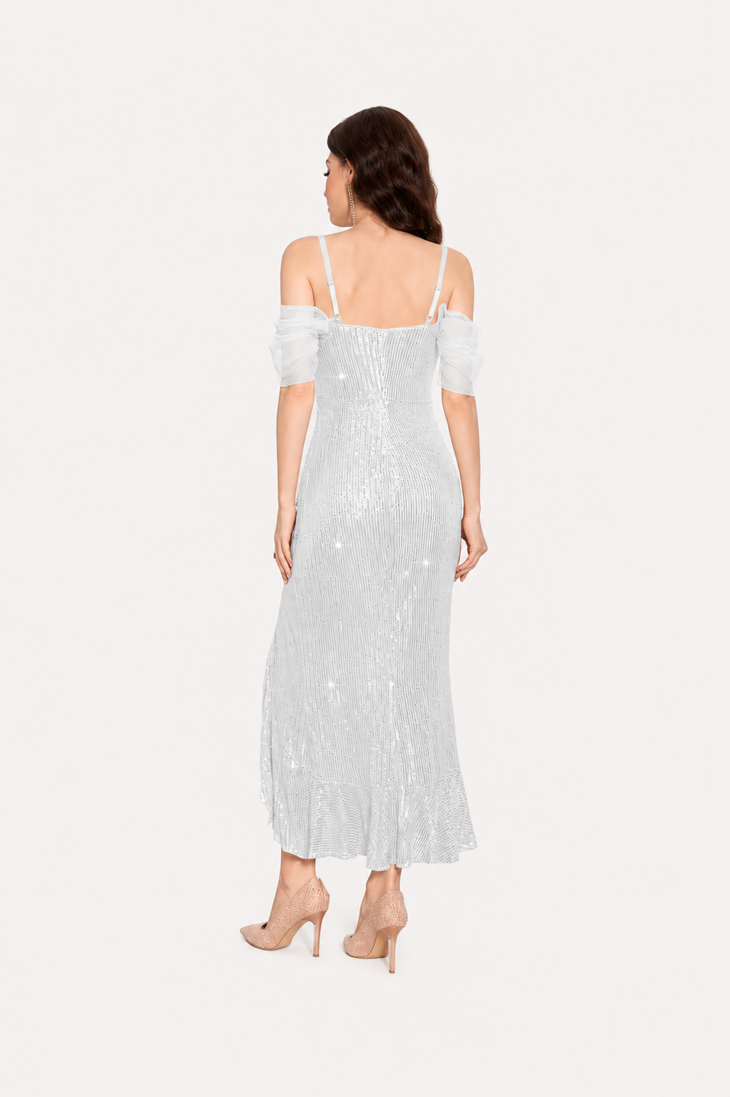 Women’s Off Shoulder Sequin Midi Dress