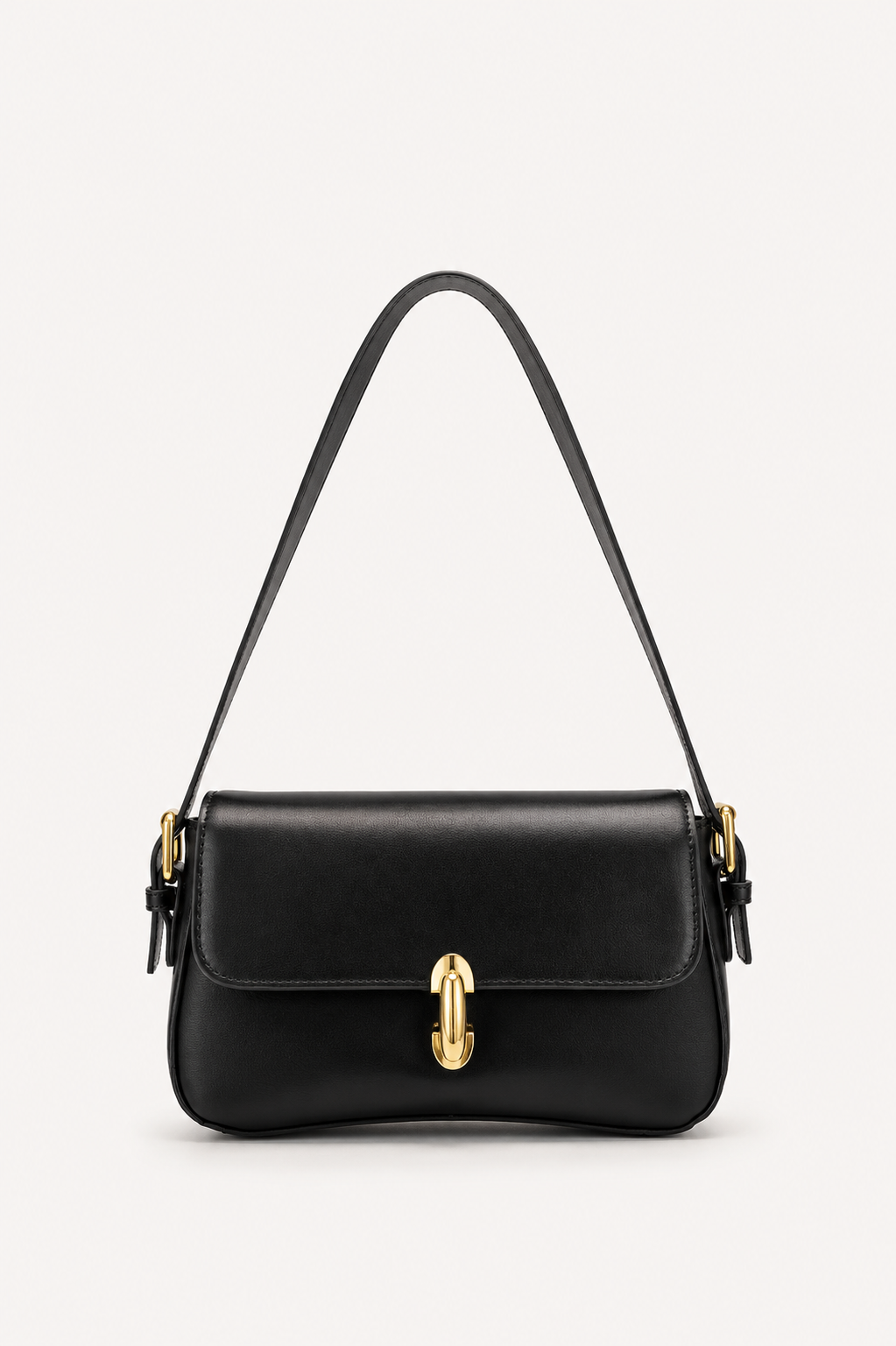 Women’s Structured Flap Shoulder Bag with Adjustable Strap