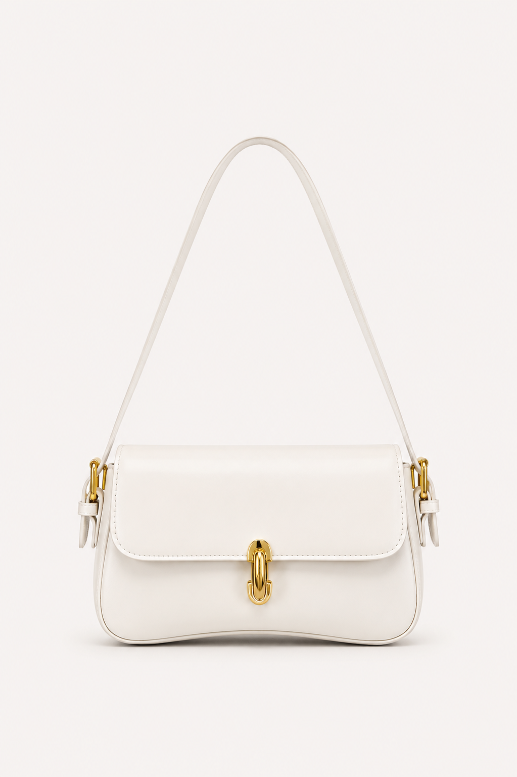 Women’s Structured Flap Shoulder Bag with Adjustable Strap